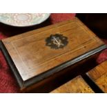 Antique Swiss St Croix Rosewood Cylinder Music Box w/ebonised interior, inlaid detail & music card -