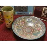 Pair of Charlotte Rhead Art-Deco Ceramics inc Bursley Ware & Crown Ducal - bowl 29cm diameter & vase