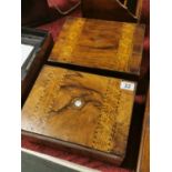 Pair of Inlaid Wooden Jewellery/Writing Boxes - likely Walnut - 30w x 22d x 12cm high