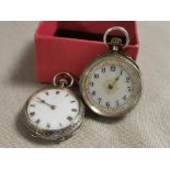 Pair of Antique Ladies Continental Silver Pocketwatches - one 95/one 935