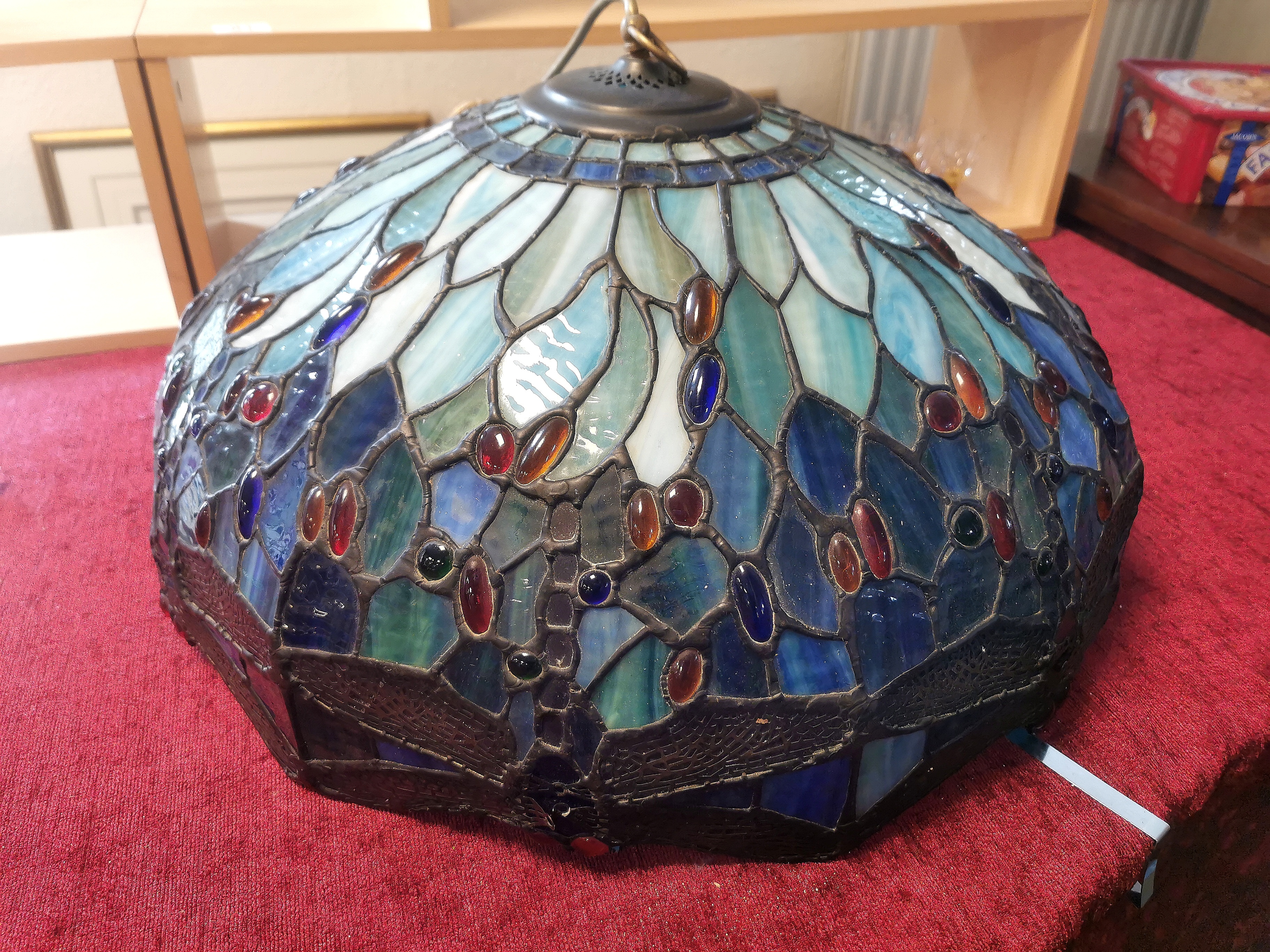 Large Tiffany Style 1960's/70's Dragonfly Ceiling Lampshade