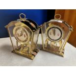 Pair of German Schatz late 1950's Brass Carriage Clocks