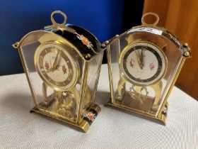 Pair of German Schatz late 1950's Brass Carriage Clocks