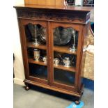 Edwardian Oak Glass Fronted Display Cabinet