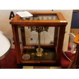 19th Century Cased Antique James Woolley & Sons Chemist's Weighing Scales - 41.5x37x26cm