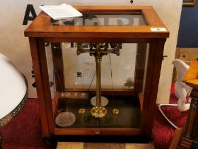 19th Century Cased Antique James Woolley & Sons Chemist's Weighing Scales - 41.5x37x26cm