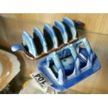 Pair of Vintage Shelley Blue Deco Toast Racks