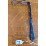 Lognette Spectacles with hinged tortoiseshell handle (approx 25cm in length) - Opticians/Glasses Int