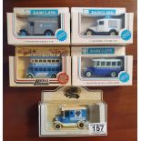 A Collection of 5 Diecast Lledo Barclays History limited edition vans Toy Models [boxed]