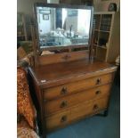 Edwardian Oak Dressing Table Drawers Chest