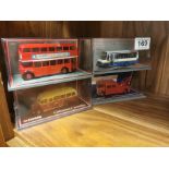 A Collection of 4 Diecast Corgi Original Omnibus Company vehicles (3 buses and 1 pick-up truck) [box