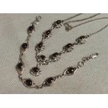 Garnet Stone 925 Silver Cabochon Necklace & Bracelet