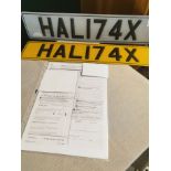 HAL174X Private Vehicle Registration Plate + paperwork etc