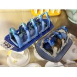 Pair of Vintage Shelley Blue Deco Toast Racks