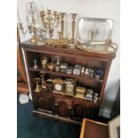 Large Collection of Decorative Brass & Silver Plate + a Old-Charm Style Bookcase
