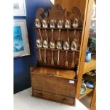 Oak Vintage Kitchen Spoon Cabinet & Drawer - possible Lizardman connection - 66cm high