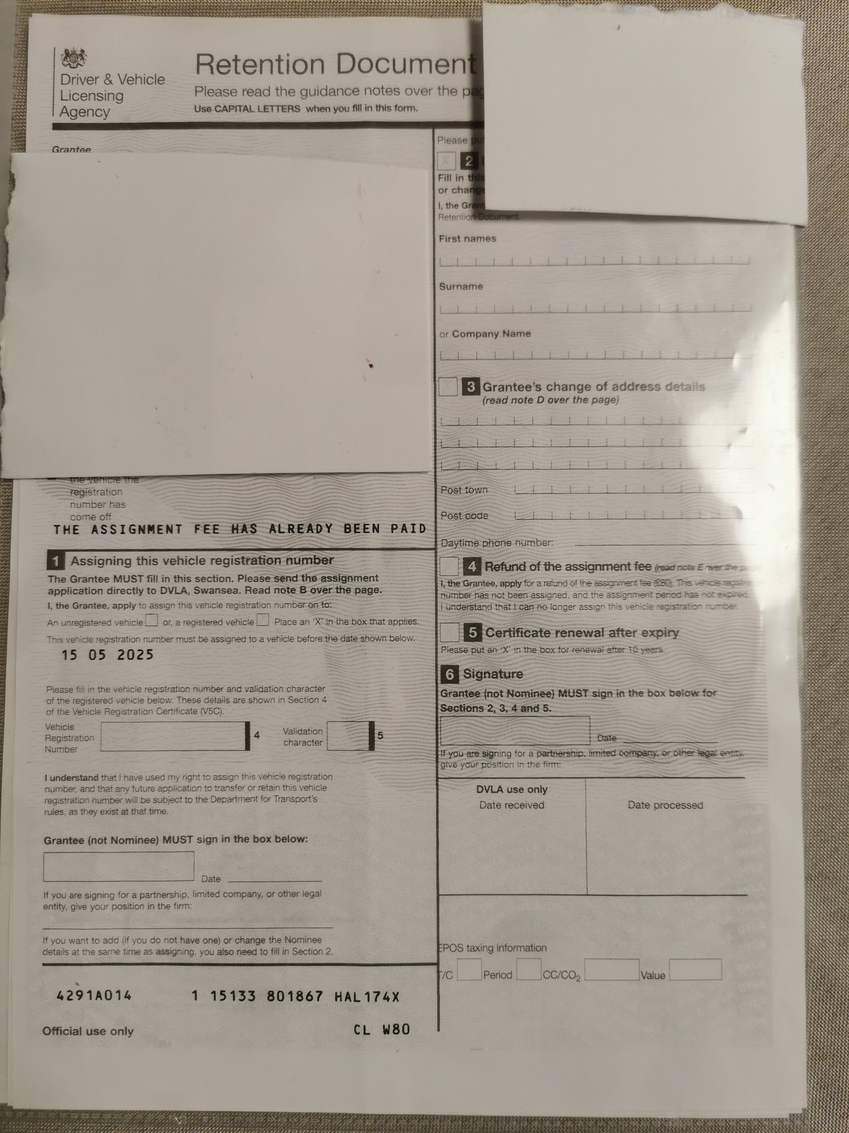 HAL174X Private Vehicle Registration Plate + paperwork etc - Image 2 of 2