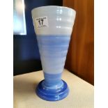 Blue & White Shelley Harmony Banded Conical Vase - 24.5cm high