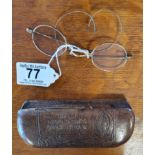 Excellent Vintage set of Spectacles with superior inscribed leather case - Opticians/Glasses Interes