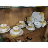 Shelley 15pc Floral Yellow Phlox Tea Service w/VGC Teapot