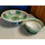 Pair of Vintage Green Shelley Dripware Bowls