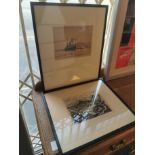 Pair of 1930's Etchings inc Edinburgh Sketch & a Howard Wilkinson Maritime Scene