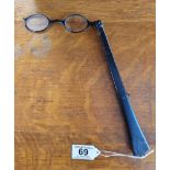 Lognette Spectacles with spring-action tortoiseshell handle (approx 25cm in length) - Opticians/Glas