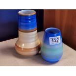 Pair of Cobalt Blue Shelley Harmony Band Vases