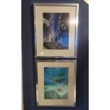 Pair of Lord of the Rings Originals by Yorkshire Artist Eleanor Clayforth - 40x33cm