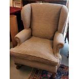 Vintage Wingback Chair w/Queen Anne Legs