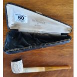 Cased Duncan Meerschaum Smoking Carved Estate Pipe - 17.5cm