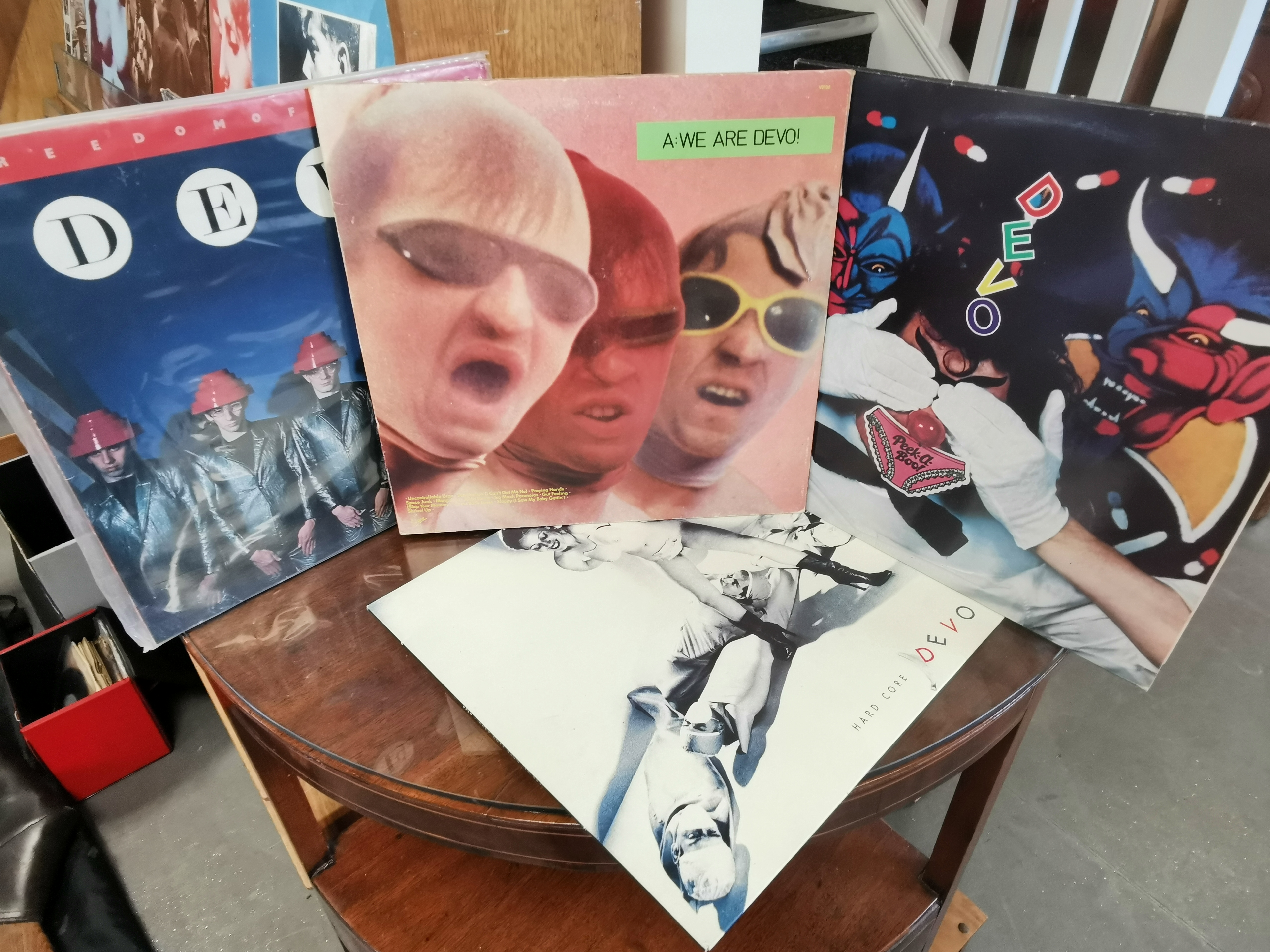 Quartet of First Pressing Devo LP Vinyl Records