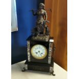 Antique French Figural Slate Mantel Clock - 48cm high