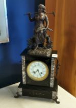 Antique French Figural Slate Mantel Clock - 48cm high