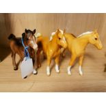 Trio of Beswick Foal Horse Figures inc Palomino Pair