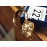 Pair of 9ct Gold Wedding band Rings - sizes L and V