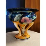 Footed 1930's Shelley Orange Lustre Pedestal Bowl - 18cm high