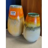 Pair of Vintage Shelley Orange Dripware Vases