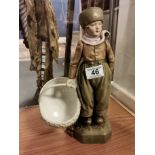 Royal Dux Porcelain Dutch Boy & Basket Water Carrier Figure & 2896 marked to base - 31cm high