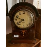 American 1920's Gilbert Inlaid Wood Mantel Clock