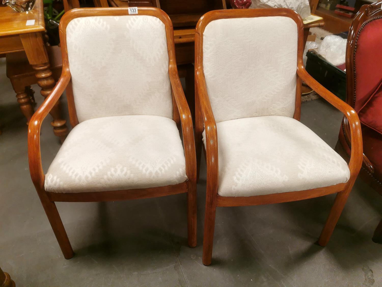 Pair of Good Quality Clean & Well Upholstered Armchairs