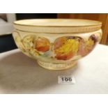 1880's Royal Worcester Large Floral Blush & Spiderweb Bowl - 31cm diameter