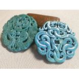 Pair of Chinese Green Jade Amulets