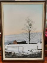 Early 1980's Original Art Painting on Canvas by Peter Brook (1927-2009) titled 'Frost on Snow' - 57x
