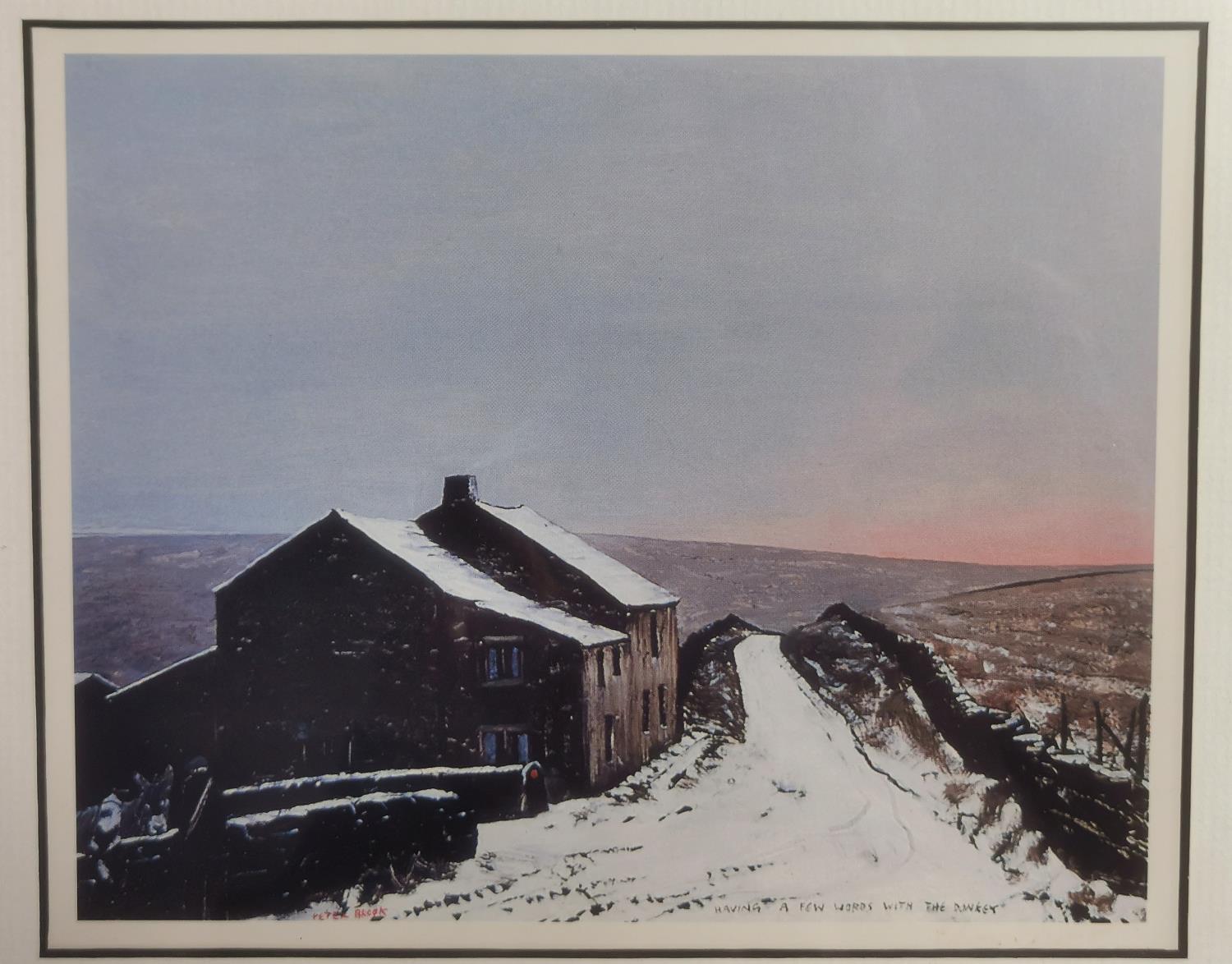 1990's Print by Peter Brook (1927-2009) titled 'Having a Few Words with the Donkey' - measures 33x31 - Image 2 of 3
