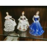 Trio of Royal Doulton and Coalport Lady Figurines