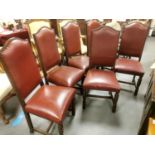 Set of Six Mid-Century Leather Dining Chairs