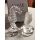 Pair of Lalique Art Crystal Glass Figures inc One Boxed