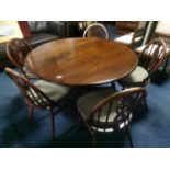Dark Oak Ercol Five Chair Dining Suite ic Drop-Leaf Table