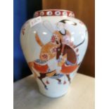 Turn of the Century Antiqe Japanese Porcelain Warrior Vase - w/six character marks to base - 17cm hi